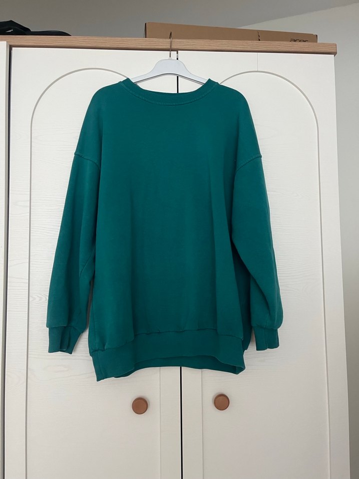 Kadın Yeşil Oversize Sweatshirt sweatshirt Sweat - Görsel 3