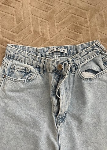 Gri Rahat Kesim Kadın Denim Pantolon jean bol paça pantolon kot - Görsel 6