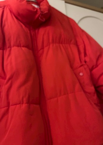 Kırmızı Kadın Kışlık Fermuarlı Mont şişme mont pull&bear mont - Görsel 3