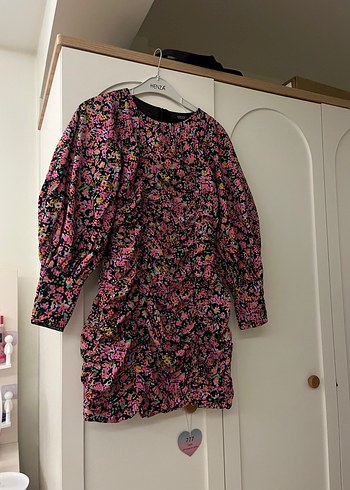 Çiçekli Uzun Kollu Midi Elbise çiçekli elbise mini elbise - Görsel 6