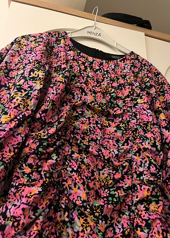 Çiçekli Uzun Kollu Midi Elbise çiçekli elbise mini elbise - Görsel 3