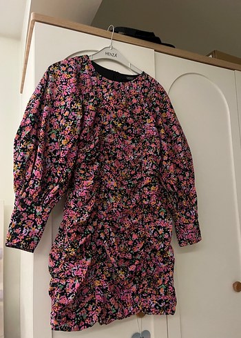 Çiçekli Uzun Kollu Midi Elbise çiçekli elbise mini elbise - Görsel 7