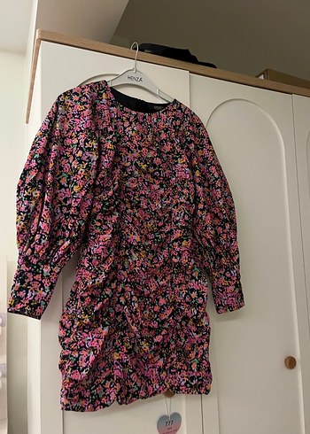 Çiçekli Uzun Kollu Midi Elbise çiçekli elbise mini elbise - Görsel 2