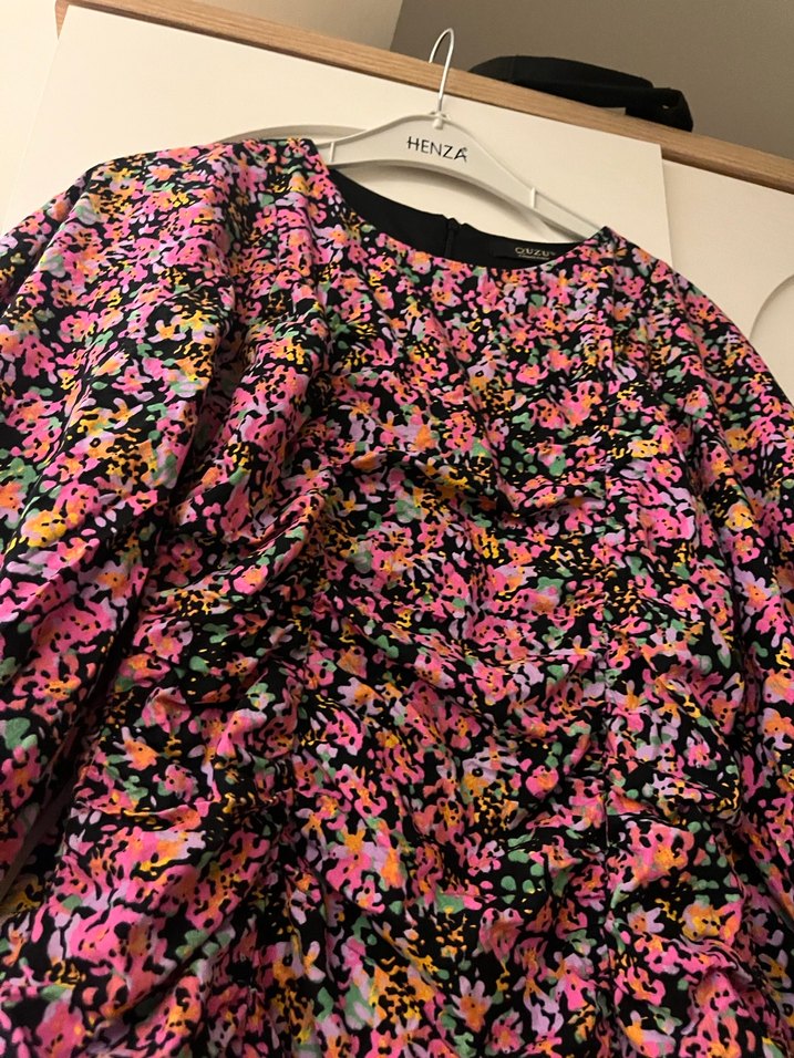 Çiçekli Uzun Kollu Midi Elbise çiçekli elbise mini elbise - Görsel 3