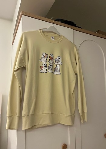 Bej Oversize Baskılı Kadın Sweatshirt sweatshirt bej - Görsel 5