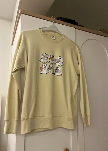 Bej Oversize Baskılı Kadın Sweatshirt sweatshirt bej - Görsel 2
