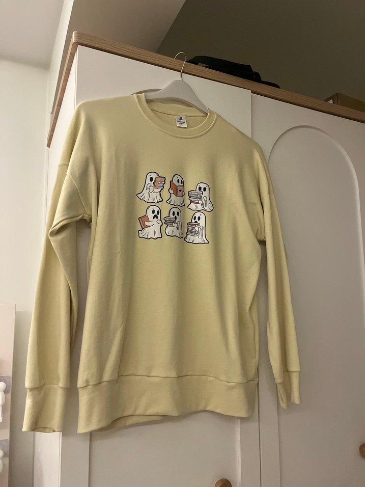 Bej Oversize Baskılı Kadın Sweatshirt sweatshirt bej - Görsel 3
