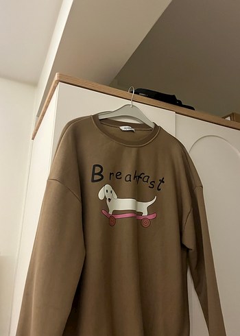 Kahverengi Baskılı Kadın Sweatshirt sweatshirt - Görsel 2