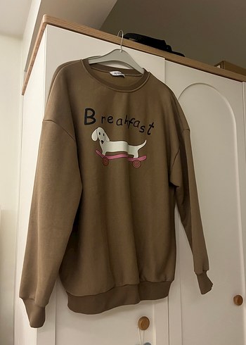 Kahverengi Baskılı Kadın Sweatshirt sweatshirt - Görsel 3