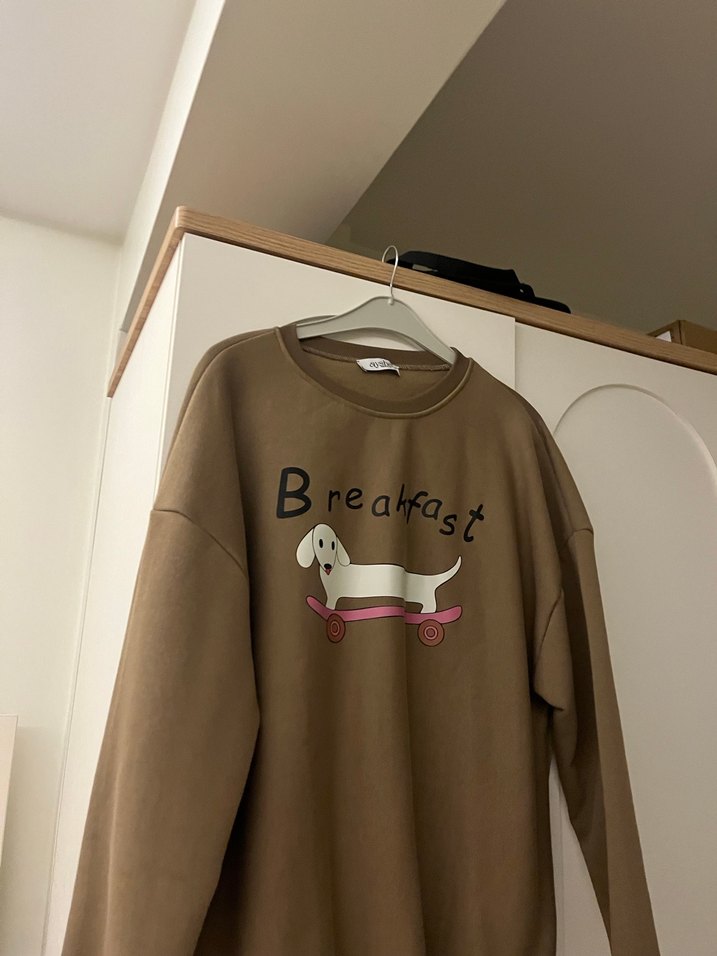Kahverengi Baskılı Kadın Sweatshirt sweatshirt - Görsel 2