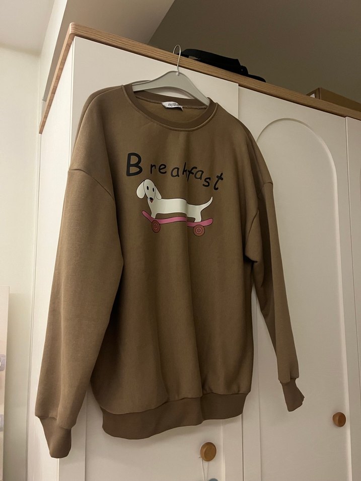 Kahverengi Baskılı Kadın Sweatshirt sweatshirt - Görsel 4