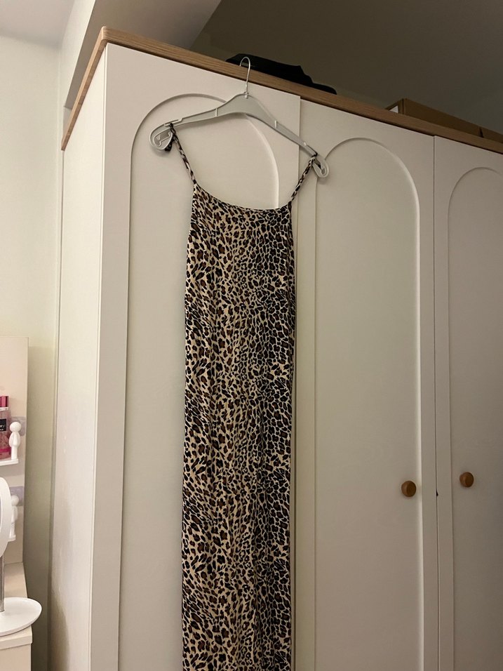 Leopar Desenli Uzun Askılı Elbise leoparlı elbise askılı elbise - Görsel 5