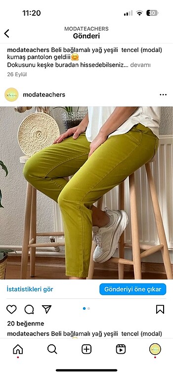 Yağ yeşili tencel kumaş pantolon