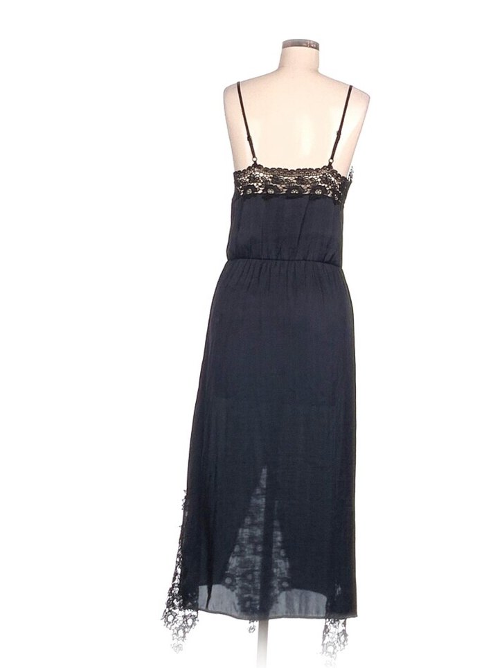 H&M Dantel Detaylı Lacivert Askılı uzun Elbise iade yoktur - Görsel 3