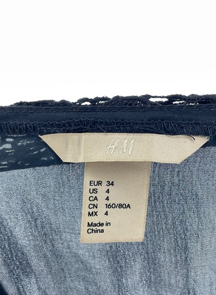 H&M Dantel Detaylı Lacivert Askılı uzun Elbise iade yoktur - Görsel 4