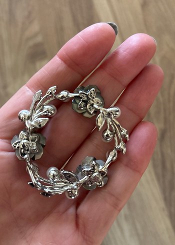 İnci Detaylı Vintage Çiçekli Broş - Görsel 2