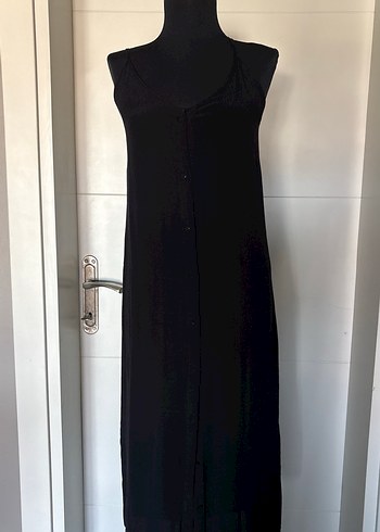 Zara Siyah midi Askılı Elbise