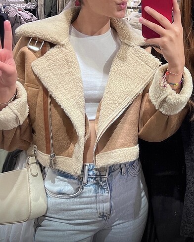 stradivarius crop biker ceket