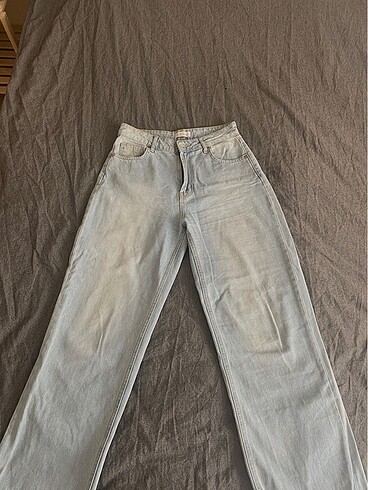 Mavi wide leg bol paça jean - Görsel 2