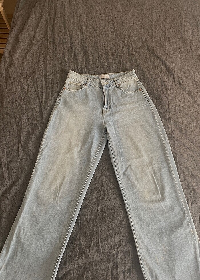 Mavi wide leg bol paça jean - Görsel 2