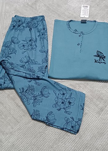 Mavi Desenli Mini Kadın Pijama Takımı - Görsel 3