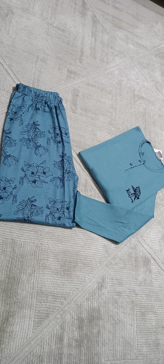 Mavi Desenli Mini Kadın Pijama Takımı - Görsel 2