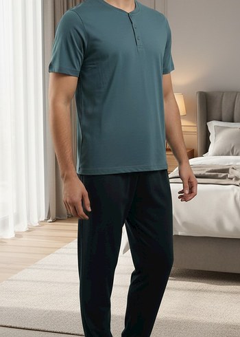 Gri Erkek Kısa Kollu Pijama Takımı - Görsel 2