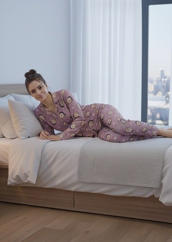 Uzun Kollu Kadın Pijama Takımı - Görsel 2