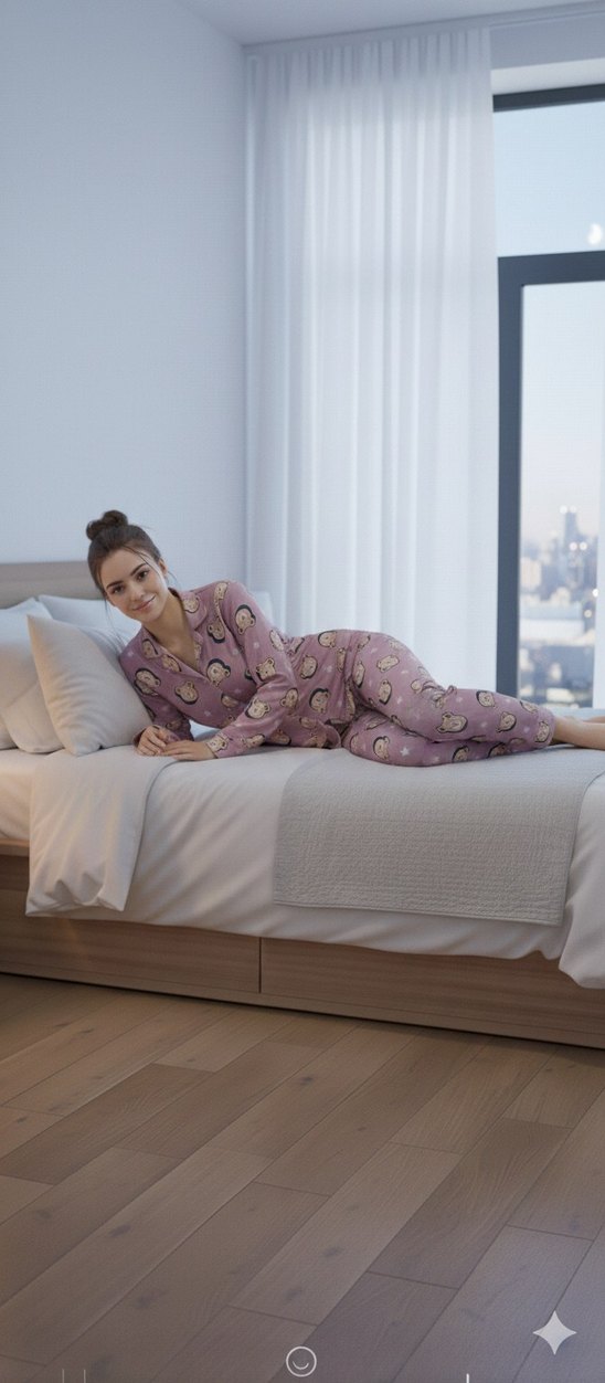 Uzun Kollu Kadın Pijama Takımı - Görsel 2