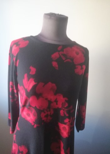 Kırmızı Siyah Uzun Kollu  Elbise ürün sıfır - Görsel 3