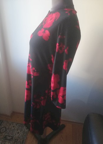 Kırmızı Siyah Uzun Kollu  Elbise ürün sıfır - Görsel 6