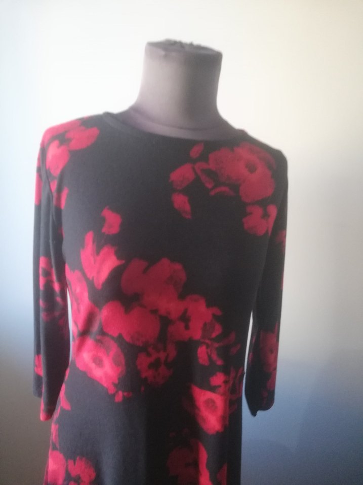 Kırmızı Siyah Uzun Kollu  Elbise ürün sıfır - Görsel 3