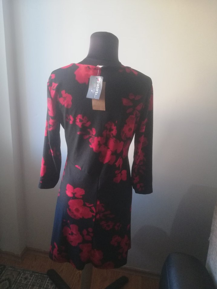 Kırmızı Siyah Uzun Kollu  Elbise ürün sıfır - Görsel 4