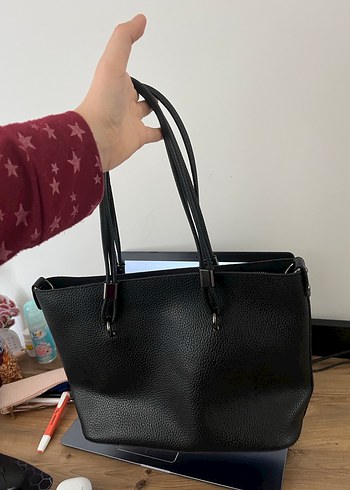 Fermuarlı Siyah Deri Kadın Omuz Çantası - Görsel 6