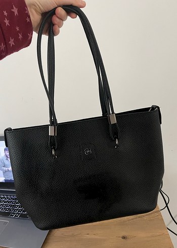 Fermuarlı Siyah Deri Kadın Omuz Çantası - Görsel 5