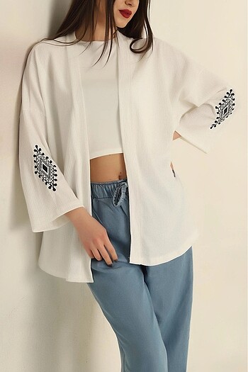 Beyaz Kimono Hırka