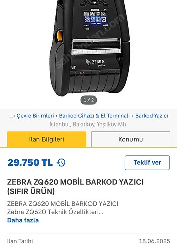 Diğer Zebra zQ620 barkot Yazıcı