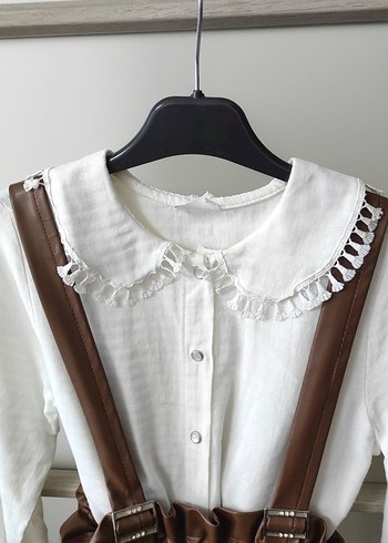 Kız Çocuk Deri Askılı Kemerli Elbise - Görsel 4