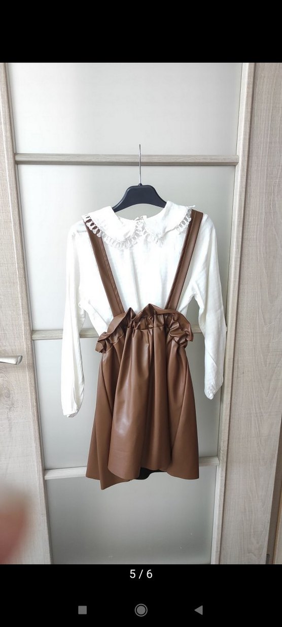 Kız Çocuk Deri Askılı Kemerli Elbise - Görsel 3