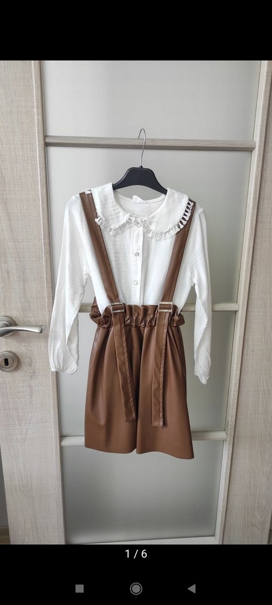 Kız Çocuk Deri Askılı Kemerli Elbise - Görsel 2