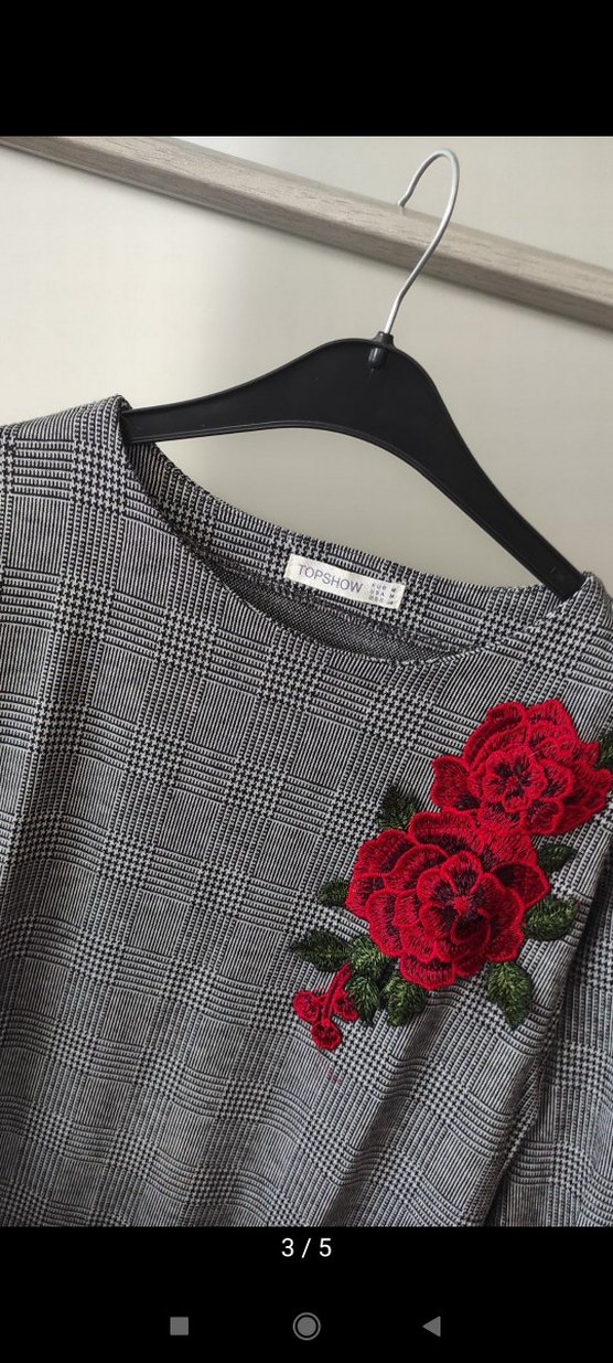 Gri Nakışlı Triko Kadın elbise - Görsel 2