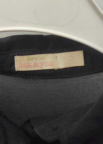 Siyah Keten Düğmeli Uzun Kollu Gömlek - Görsel 9