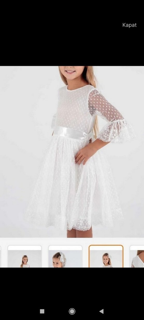 Beyaz Dantel Detaylı Kız Elbisesi - Görsel 4