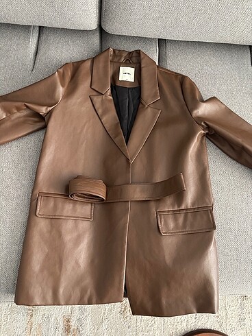 36 Beden kahverengi Renk Blazer deri ceket