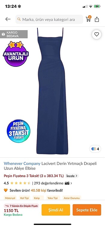whenever company lacivert yırtmaçlı elbise