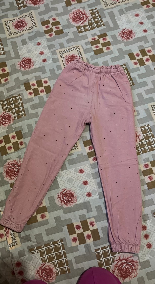 Kız Çocuk Düğmeli Loose Fit Pembe Pantolon - Görsel 5