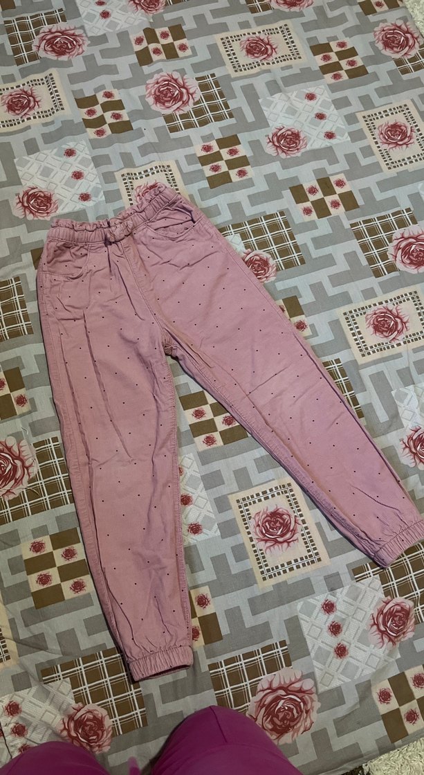 Kız Çocuk Düğmeli Loose Fit Pembe Pantolon - Görsel 2