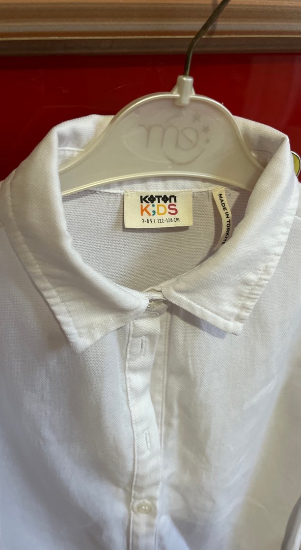 Düğmeli Beyaz Kız Çocuk Keten Gömlek - Görsel 2