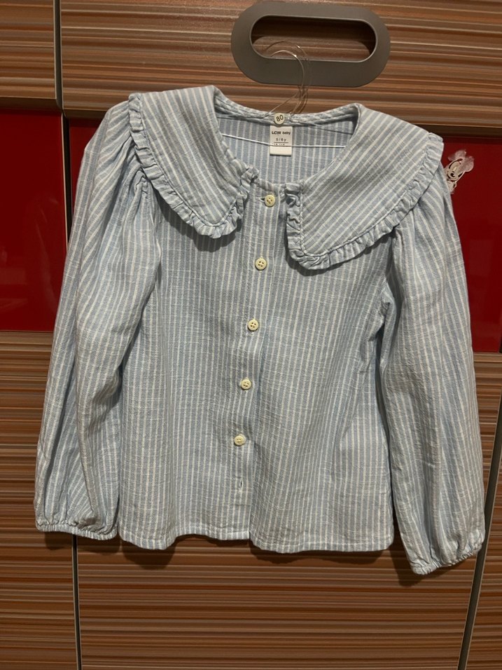 Nakışlı, Düğmeli, Uzun Kollu Kız Bluzu - Görsel 4