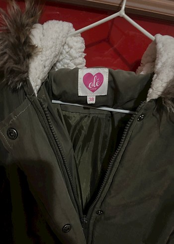 Haki Kürklü Kadın Kışlık Mont - Görsel 4